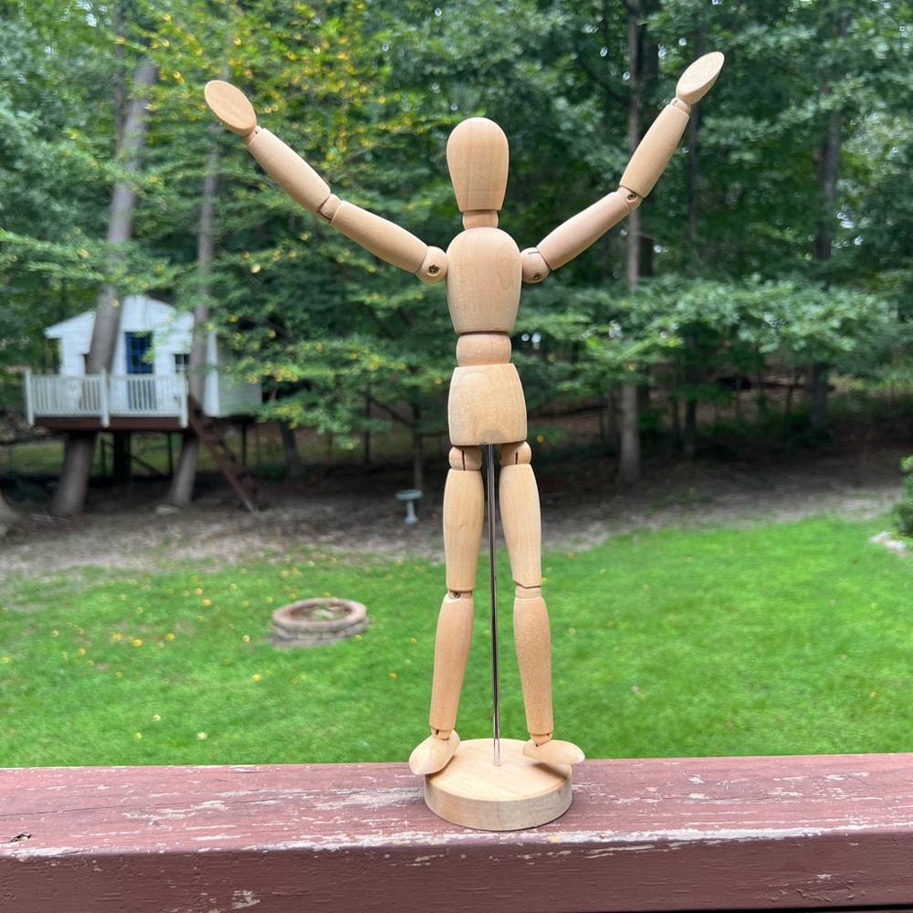 IKEA GESTALTA 21576 Artist Drawing Wooden Poseable Mannequin/Figure W/Base|13"